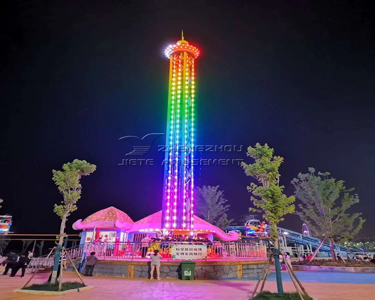Flying Shuttle Amusement Park Thrill Ride Rotating Free Fall Sky Drop Tower Ride for Sale