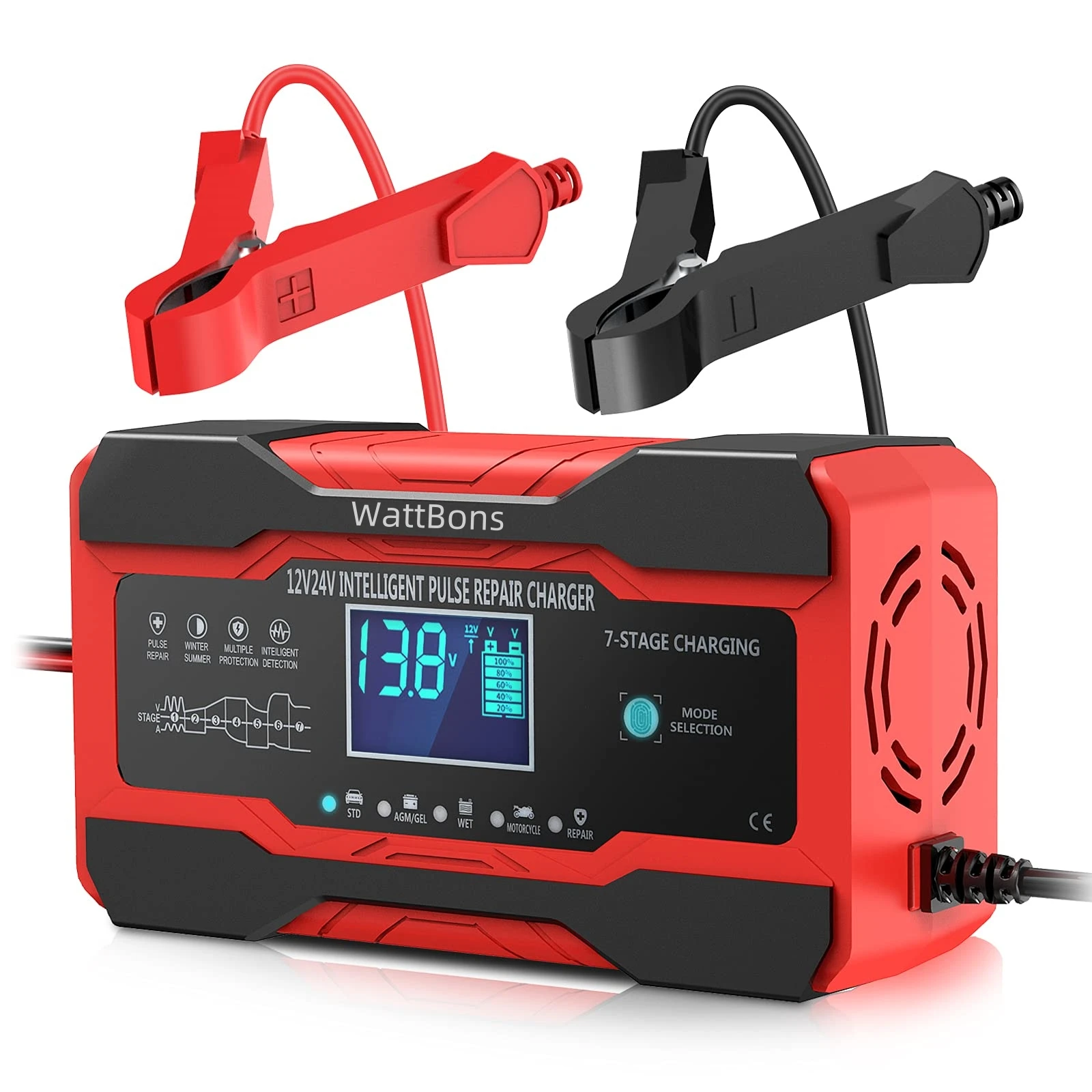 Automotive Battery Charger 12V 24V Motorcycle Battery Maintainer Trickle Charger 10A
