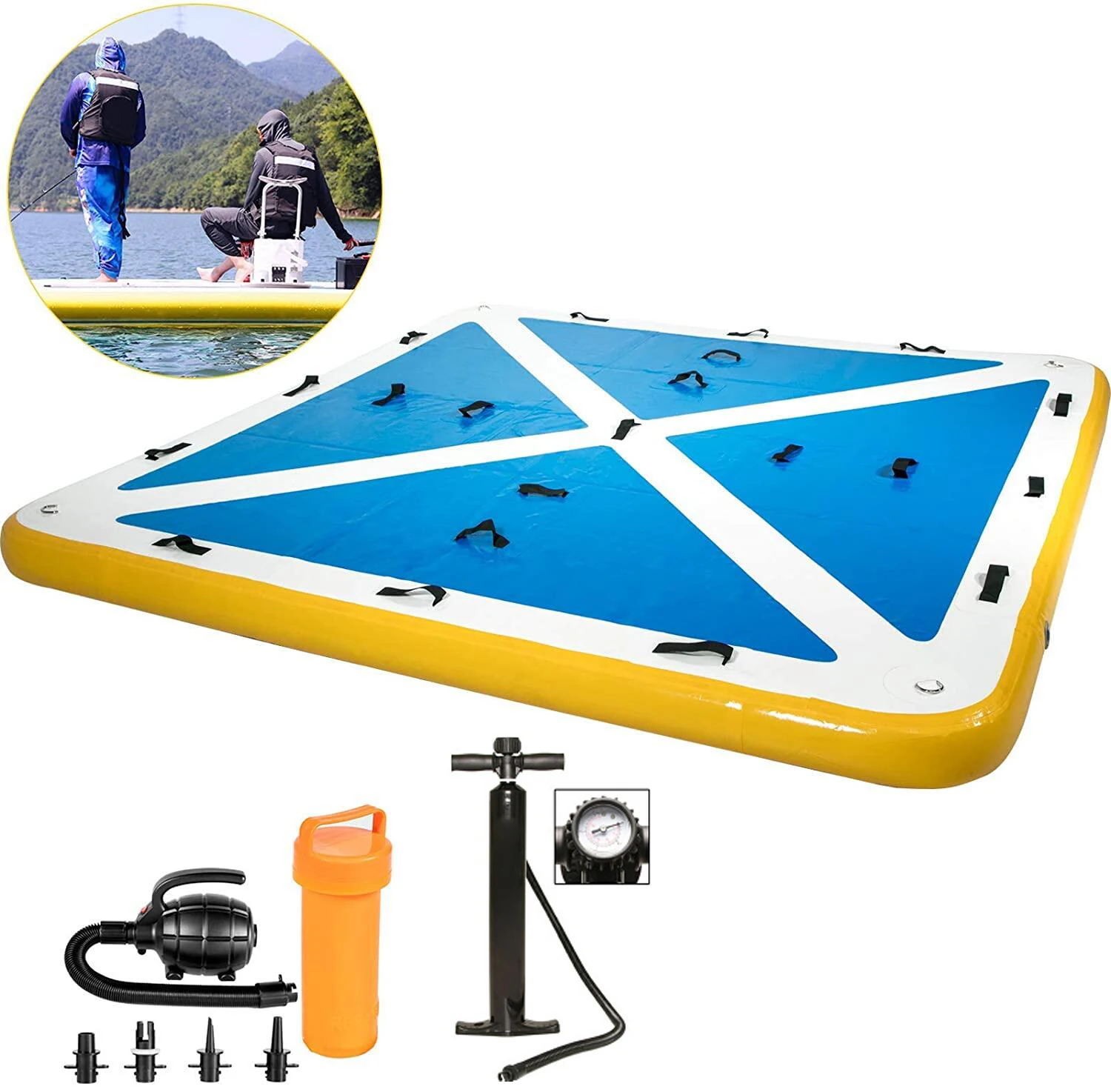 Inflatable Floating Dock Platform Mesh Pool Dock Floats Inflatable