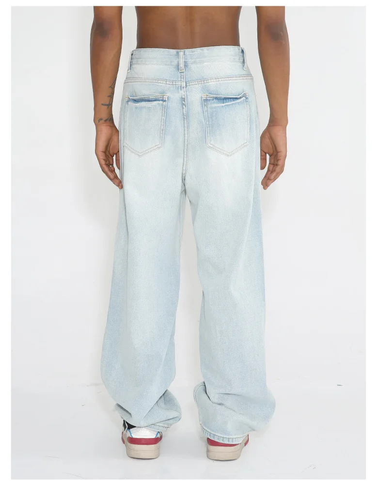 2024 Nuovo produttore di colore semplice dritto Jeans azzurri chiari dal design personalizzato per uomo_voghion.com