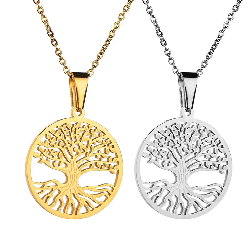 Gold Plated Round Hollow Life Tree 