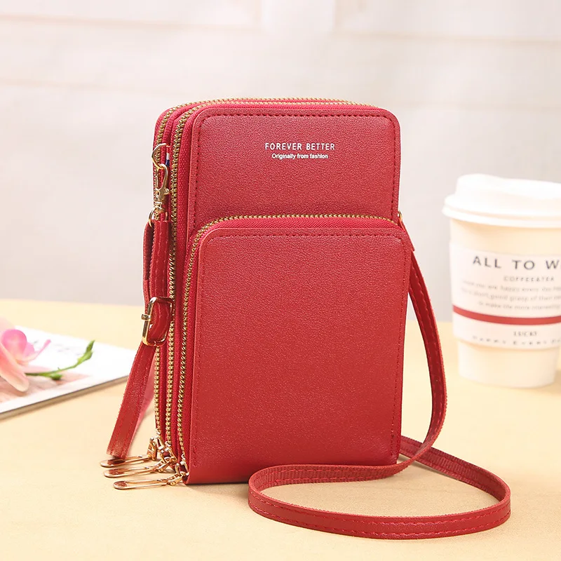MKW-4020 Cheap Women Crossbody Shoulder Bags Wallets Touch Screen Cell  Phone Purse Soft PU Leather Strap Handbag for Phone