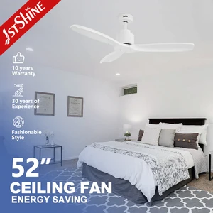 1stshine Ceiling Fan 52 Inches 3 Solid Wooden Blades Quiet Fancy White Design Ceiling Fan with Remote