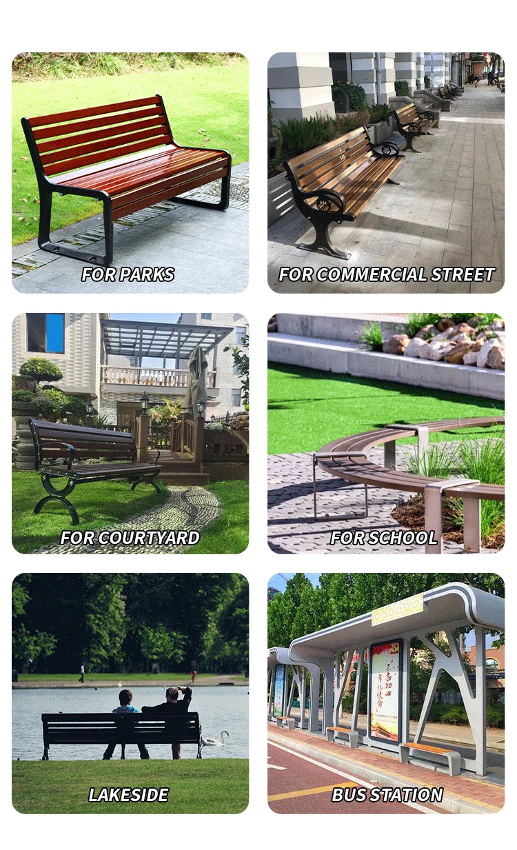 product high quality modern  traditional wave shape bench park chair zinc alloy outdoor school hotel workshop use-73