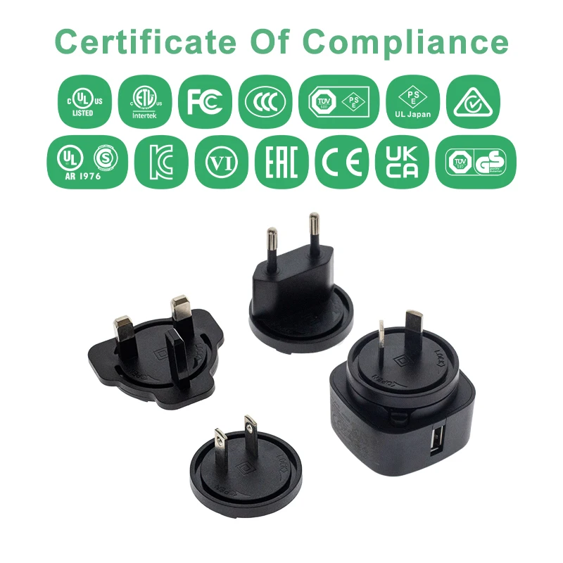 15w Interchangeable Plugs USB Charger Output 5v 2.5a 3a 2a Universal Power Adapters Wall Charger for Pedal Board