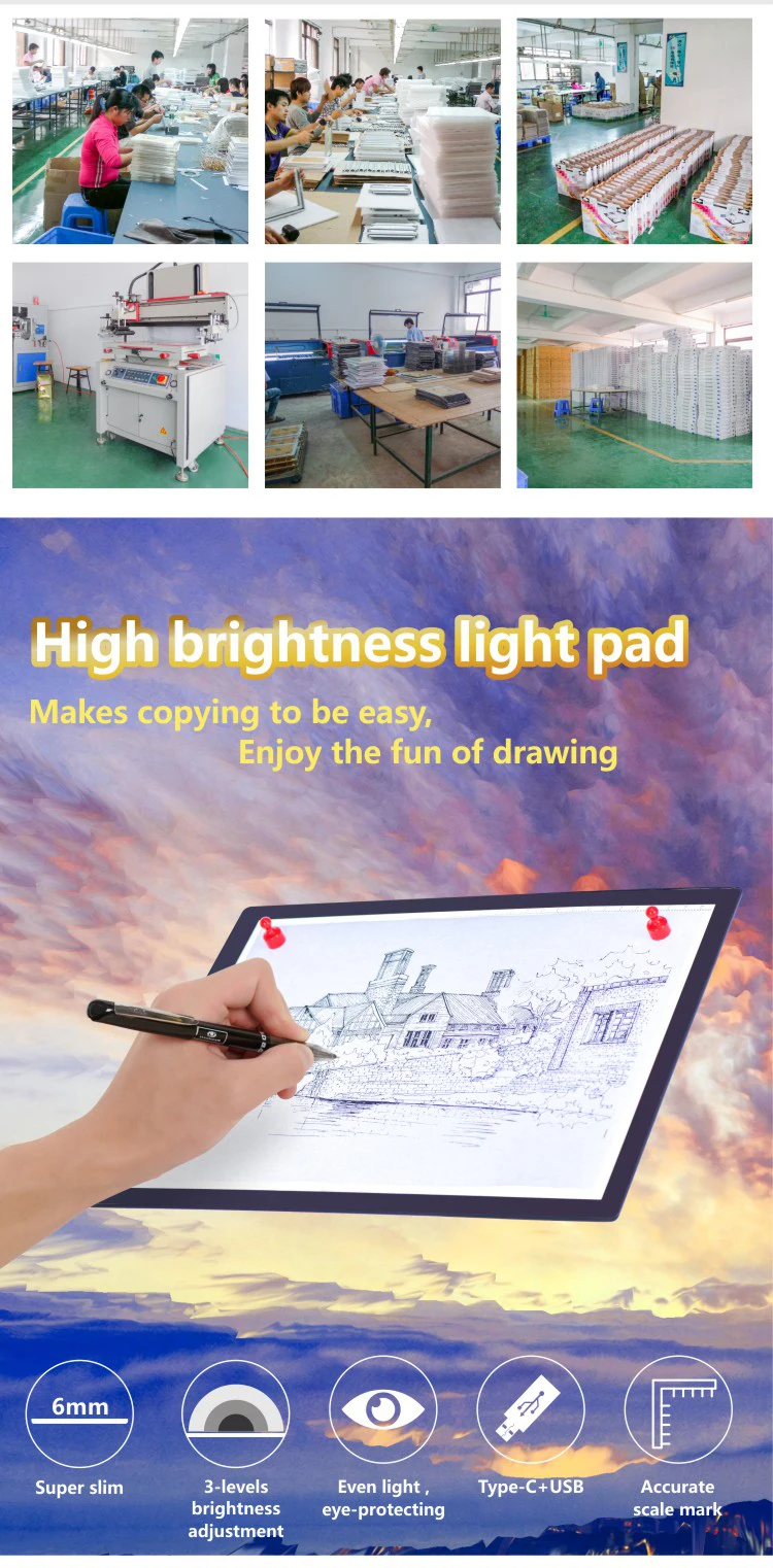 A3 A4 Slim LED Drawing Light Pad 10 Inch Tracing Painting Board for ...