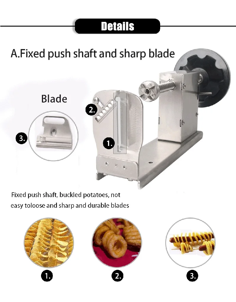 304 Spiral Potato Slicer Electric Spiral Potato Peeler Corer by Spiral -  China Potato Spiral Curly Fries Cutter Machine, Hand Manual Food Potato  Spiral Cutter Vegetable