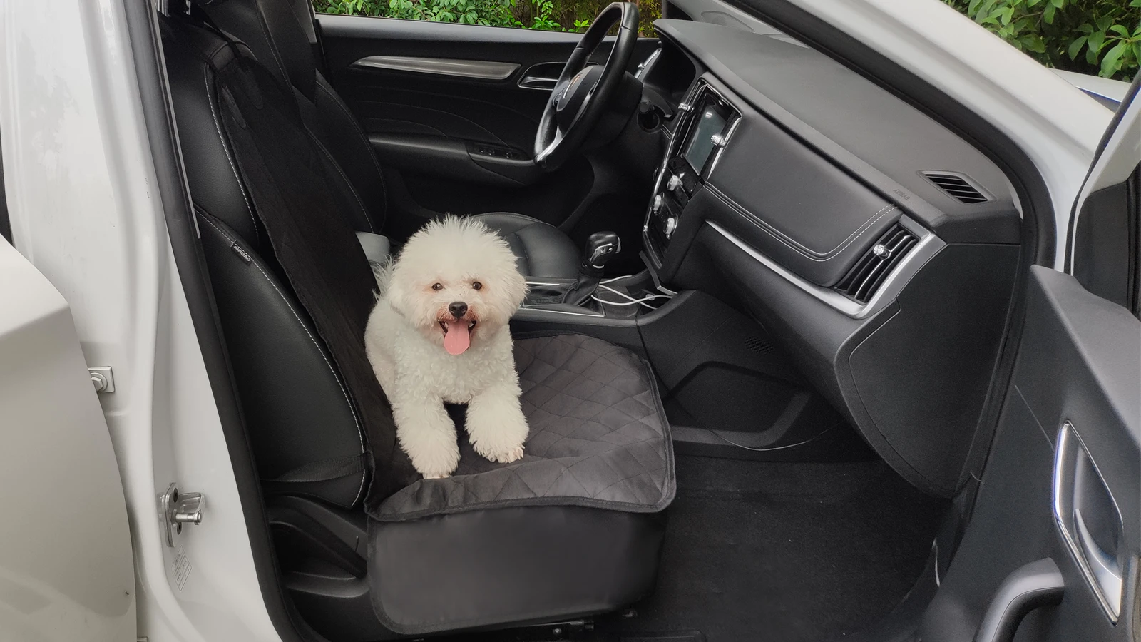 AUTOARK Pet Front Seat Cover,Dog Car Seat Cover WaterProof & Nonslip Rubber Backing with Anchors Universal Design for All Cars,Trucks & SUVs,Black,AAMU-027 