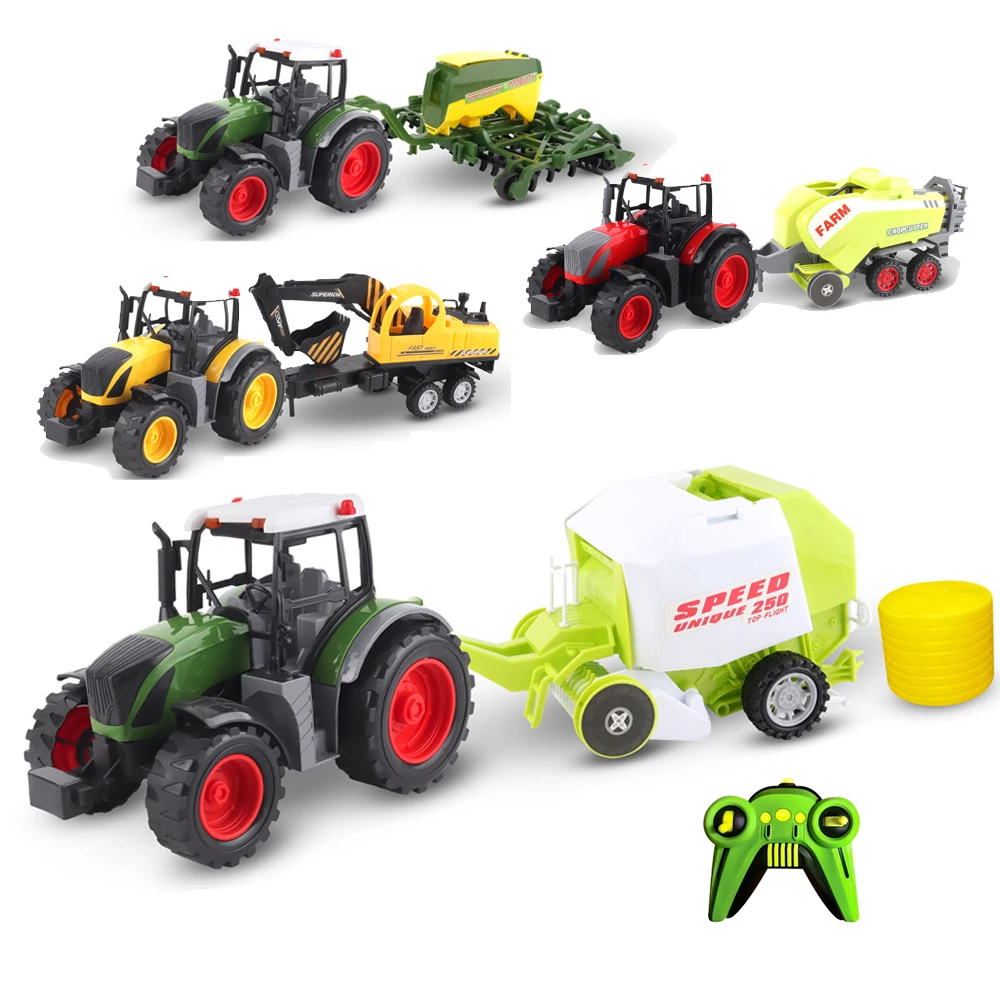 1/10 Scale 27MHZ 4CH RC Farmer Truck Model Car Toys Electronic Remote Control Big Wheels Dump  Tractor Farm Vehicle Toy for Kids