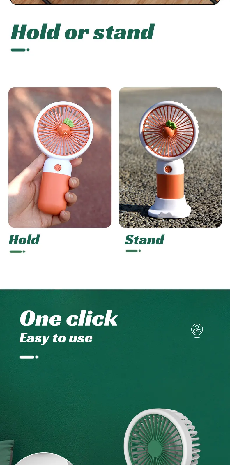 2022 Cute Ventilador Mini Fruit Abs Low Noise Usb Rechargeable Handheld