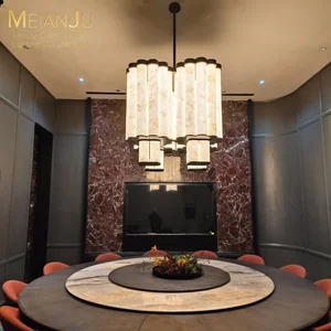 Luxury Minimalist Faux Marble Chandelier with Golden Veins Pattern for Hotel VIP Lounges New Arrival