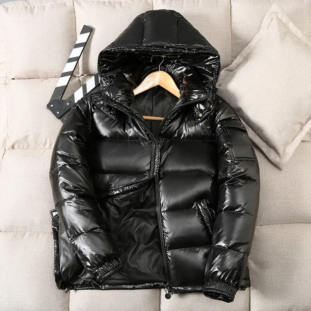 Winter new fashion Korean couples down jacket male short outdoor thickened hooded printed LOGO