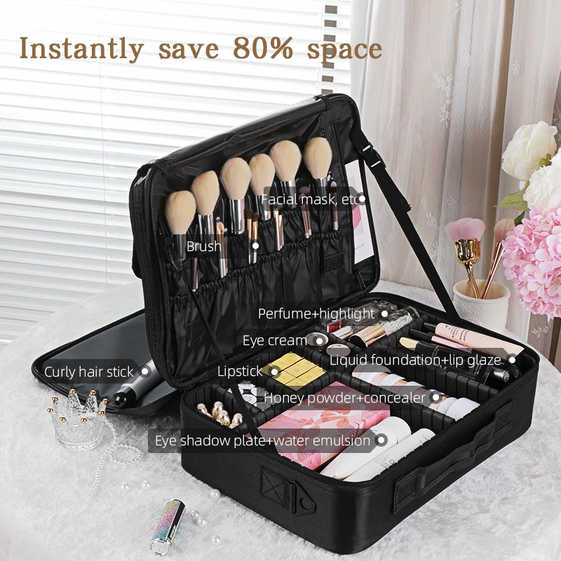 Makeup Bag Cosmetic Unfitted Vanity Cases Travel Beauty Box 