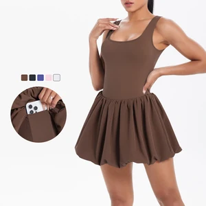 Custom Wide Shoulder Strap Jumpsuit Fitness Outdoor Yoga Sports Tennis Skirt for Women