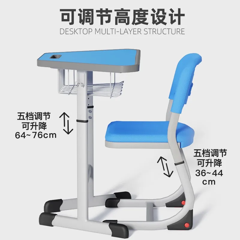 Adjustable trapezoid student desk Student School Desk And Chair Set middle school desk and chair