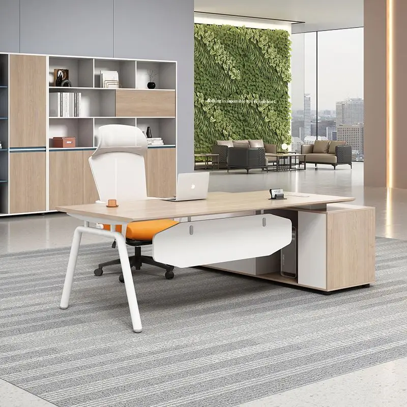 Corner Computer Desk Simple Modern Steel Wood Office Desk