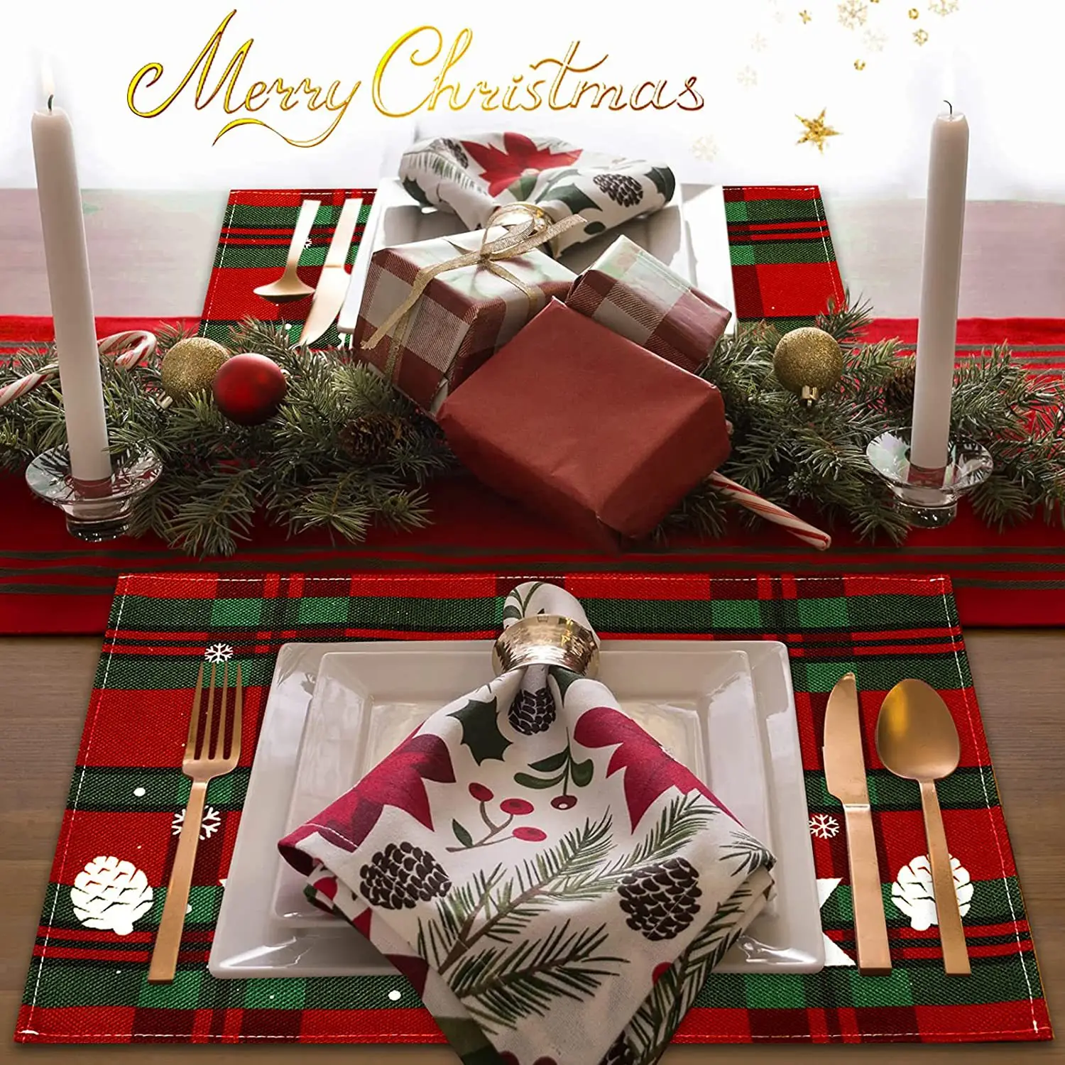 Christmas Placemats For Dining Table 12 X 18 Inch Seasonal Winter Xmas