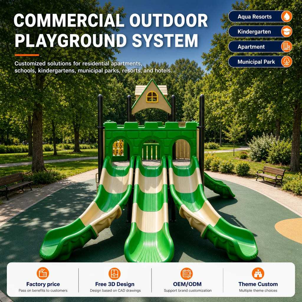 Customizable Outdoor Playground Equipment PE Board Kids Climbing Frame Slide Swing Set Galvanized Steel CE CPC Certified OEM Low