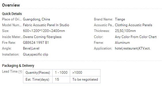 Factory Fiber Clothing Glass Wool Sound Acoustic Panels Acoustic Ceiling Soundproof Sound Absorption fireproof for cinema office