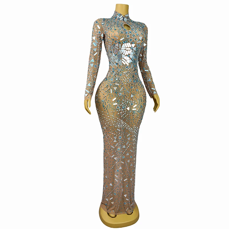 green prom dresses Dark Green Tulle A-line Backless Rhinestone Side Slit Long Prom Dresses,  MP880