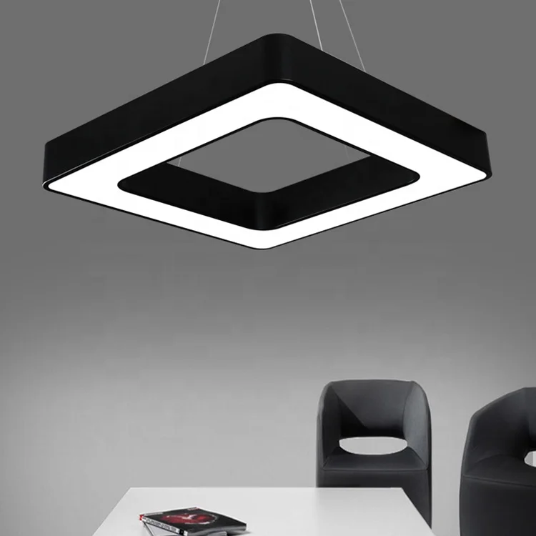 Customized Recessed Suspension Surface Mounted Led Linear Light square Rectangle Hollow Pendant Light for Office Villa