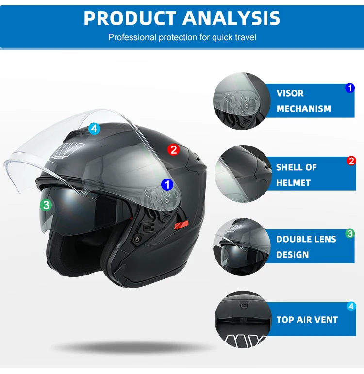 Factory Custom Ece Approved Abs Thermoplastic Matte Black Safe Driving