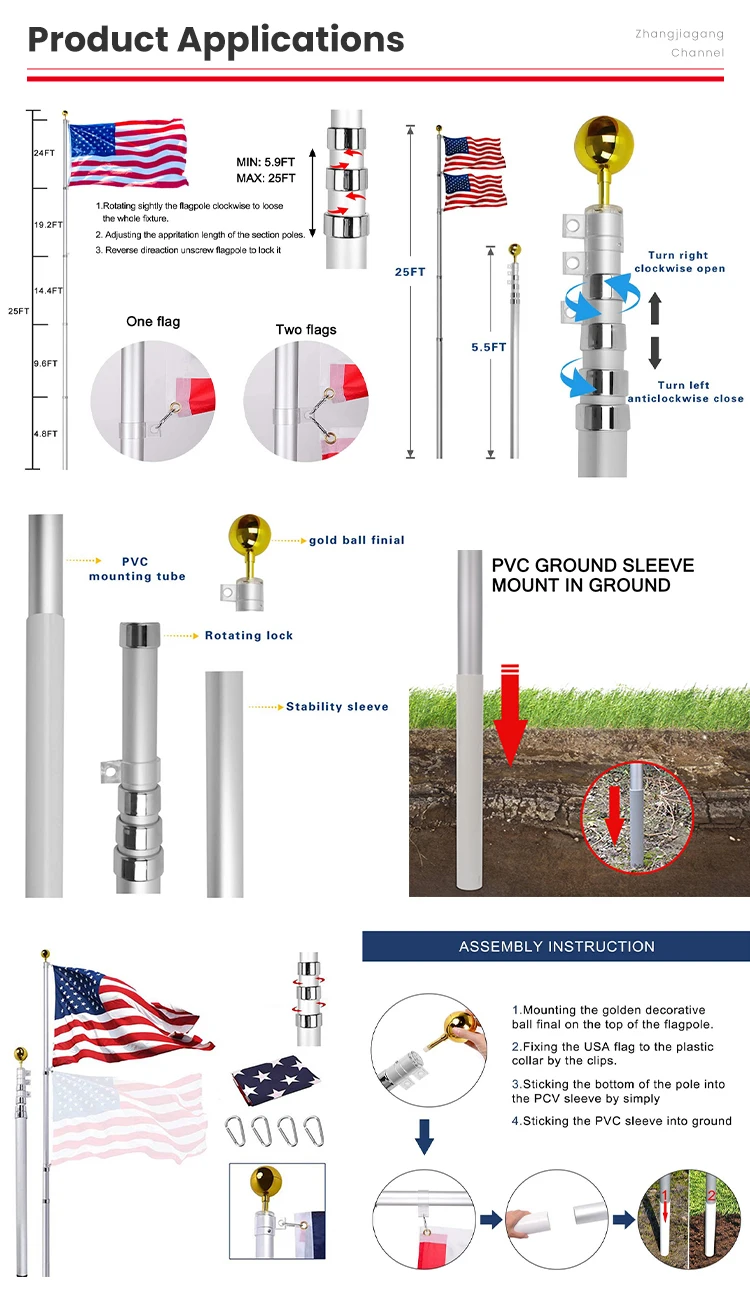 High Quality Anodized Colored Aluminum Pipe Aluminum Telescopic Pole for Cleaning factory