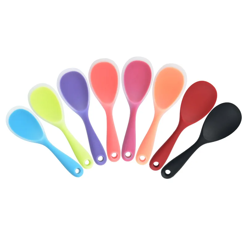 Reusable Food Grade Heat Resistant High Temperature Kitchen Utensils Silicone Core Silicone Rice Serving Spoon