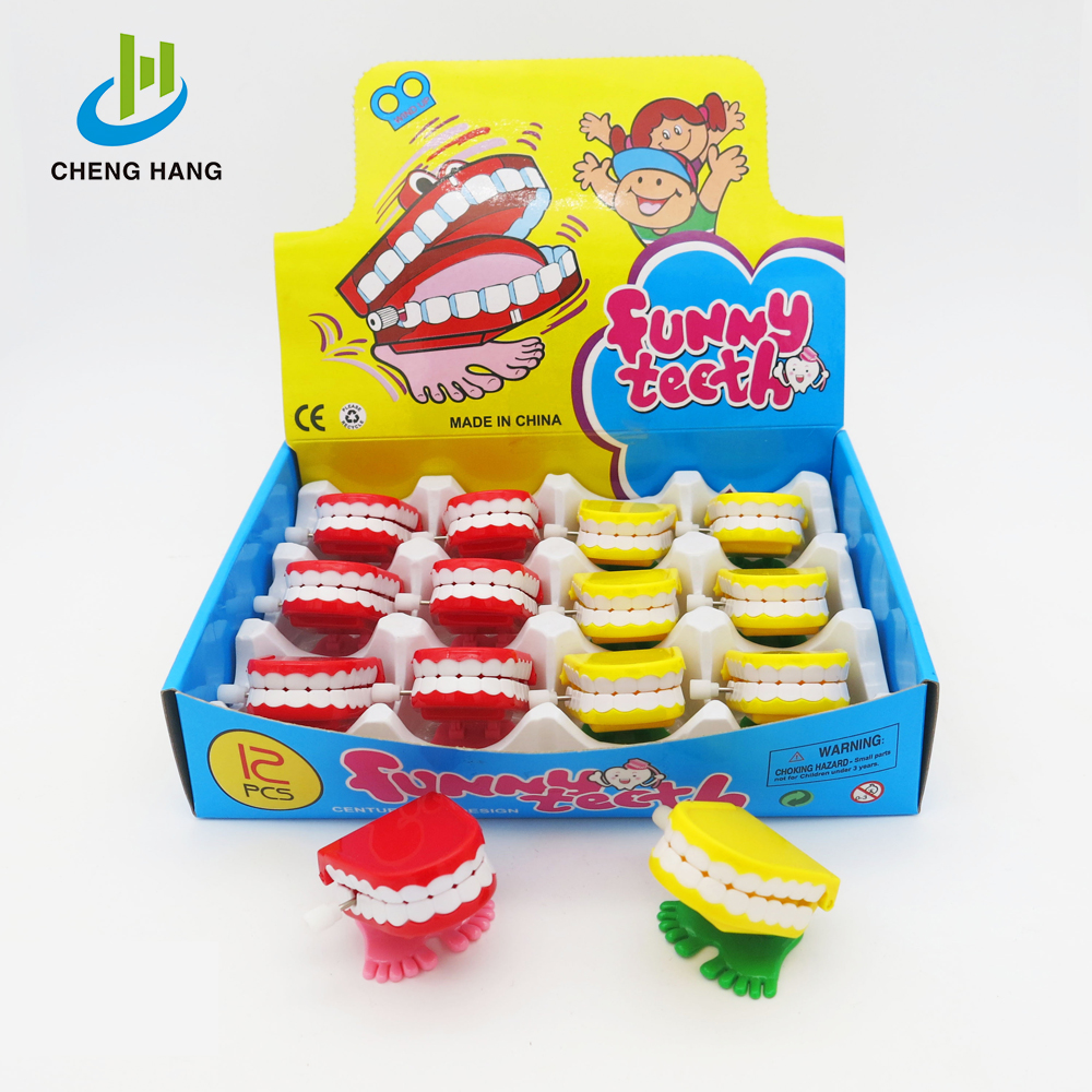 Kids Funny Wind Up Toys Clockwork Jumping Teeth For Halloween Gift