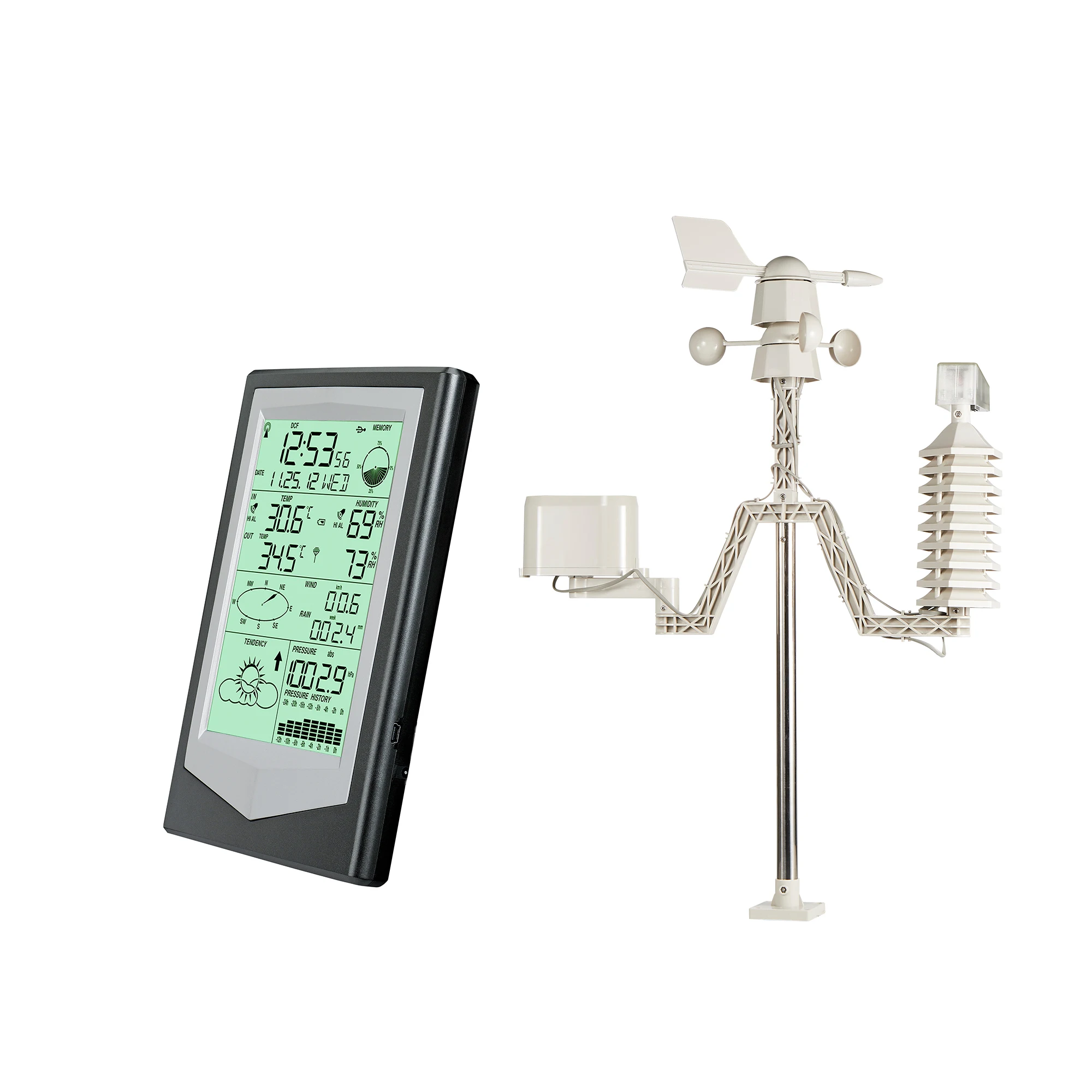 Color  Mini Weather Station Data Storage Indoor Weather Station Wireless With PC Link User Manual