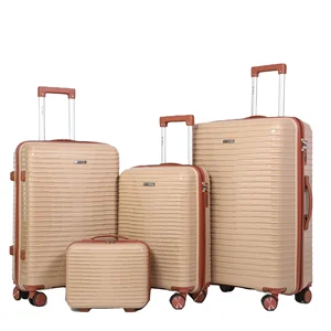 Wholesale Custom Large Capacity PP Luggage Set 4 Double Wheels Hard Suitcase with Bag for Long Distance Travel Customizable