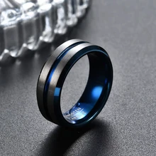 Tungsten Carbide Engagement Ring - Blue Plated - OEM Acceptable groove Men Jewelry Rings