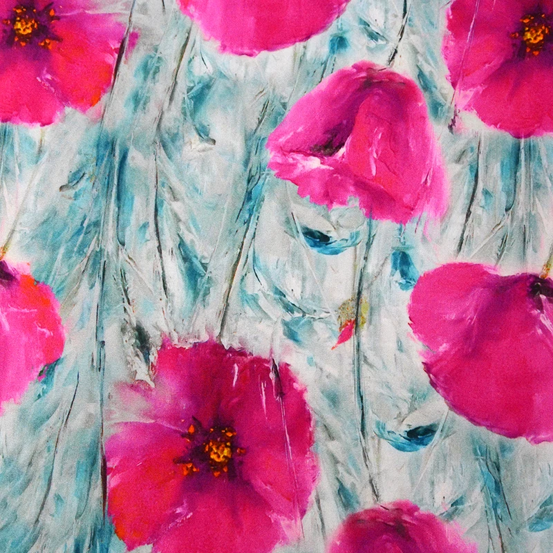 Изготовленный на заказ цифровой новейший женский цветочный принт Мягкая вискоза Вискоза атласная ткань для платья