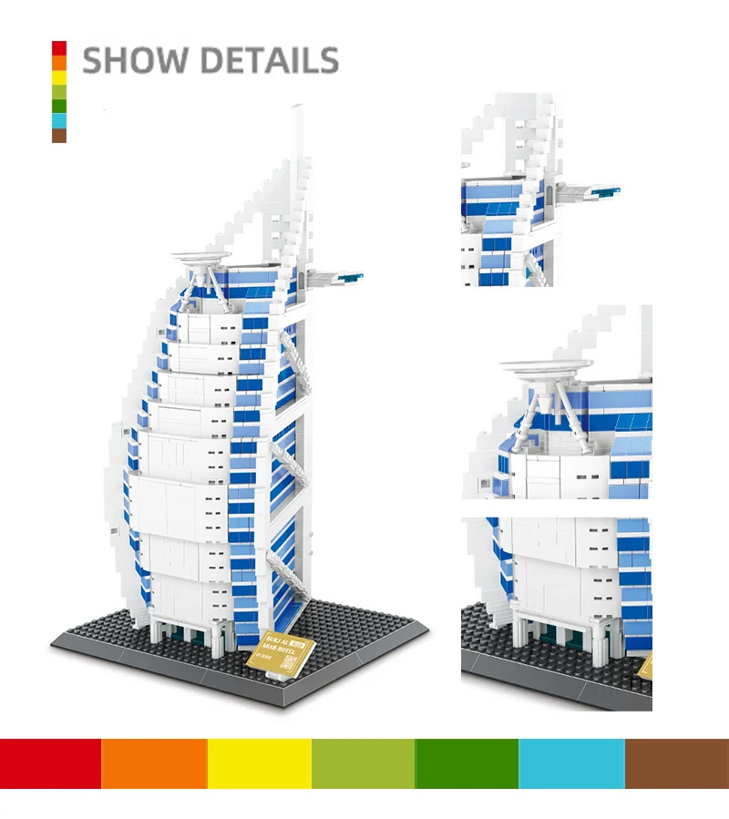 CAYI The Burjal Arab Hotel Dubai Building Blocks Sets Architecture Model Famous Landmark Building Blocks Toy Gift for Kids