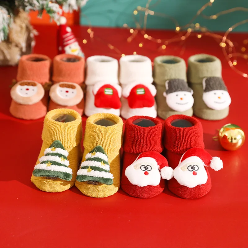 Socks Children's Christmas Print Cotton Toddlers Thicken Infant Short Socks Baby 