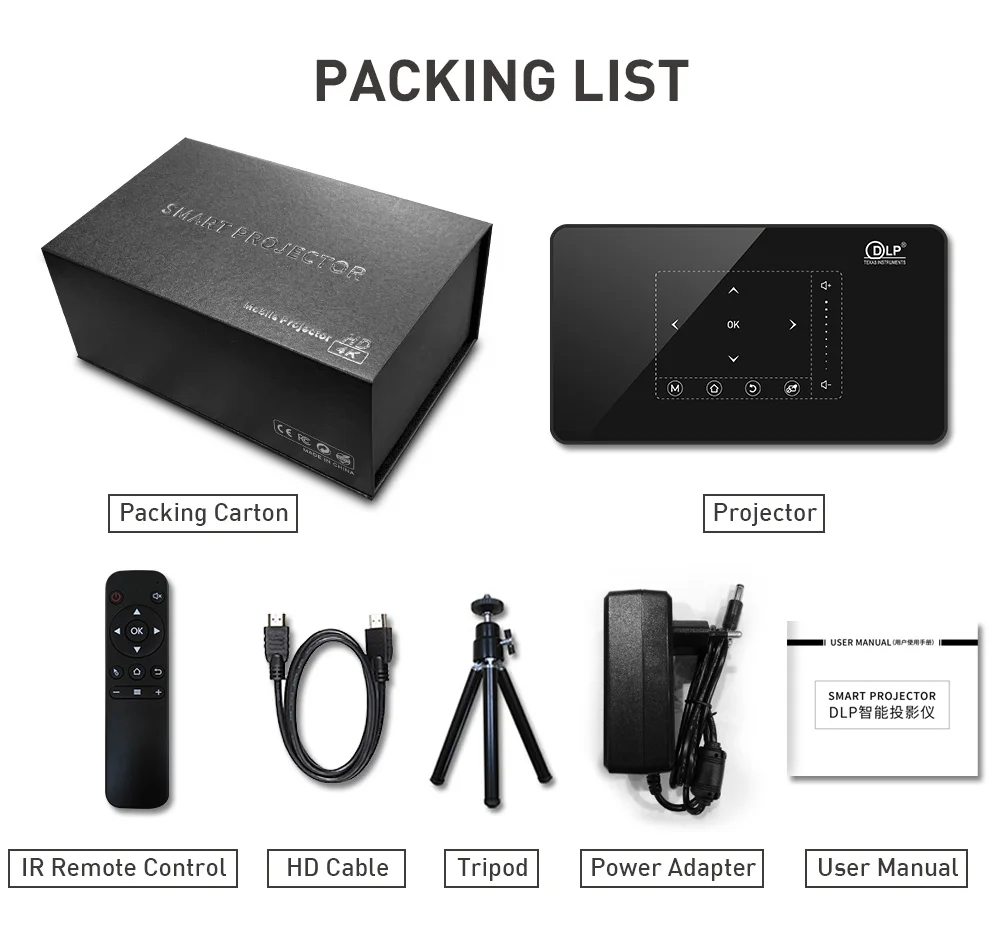 Venta caliente de Flyin P10-II Logotipo personalizado Mini 3D 4K 150 Lumens DLP 9000mAh Proyector Android 9.0 14