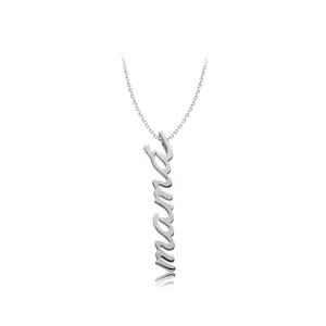 Keiyue Fine Jewelry 925 Sterling Silver Name Necklace Personalised Letter Necklace with Zircon Trendy Style 925 Silver Jewelry