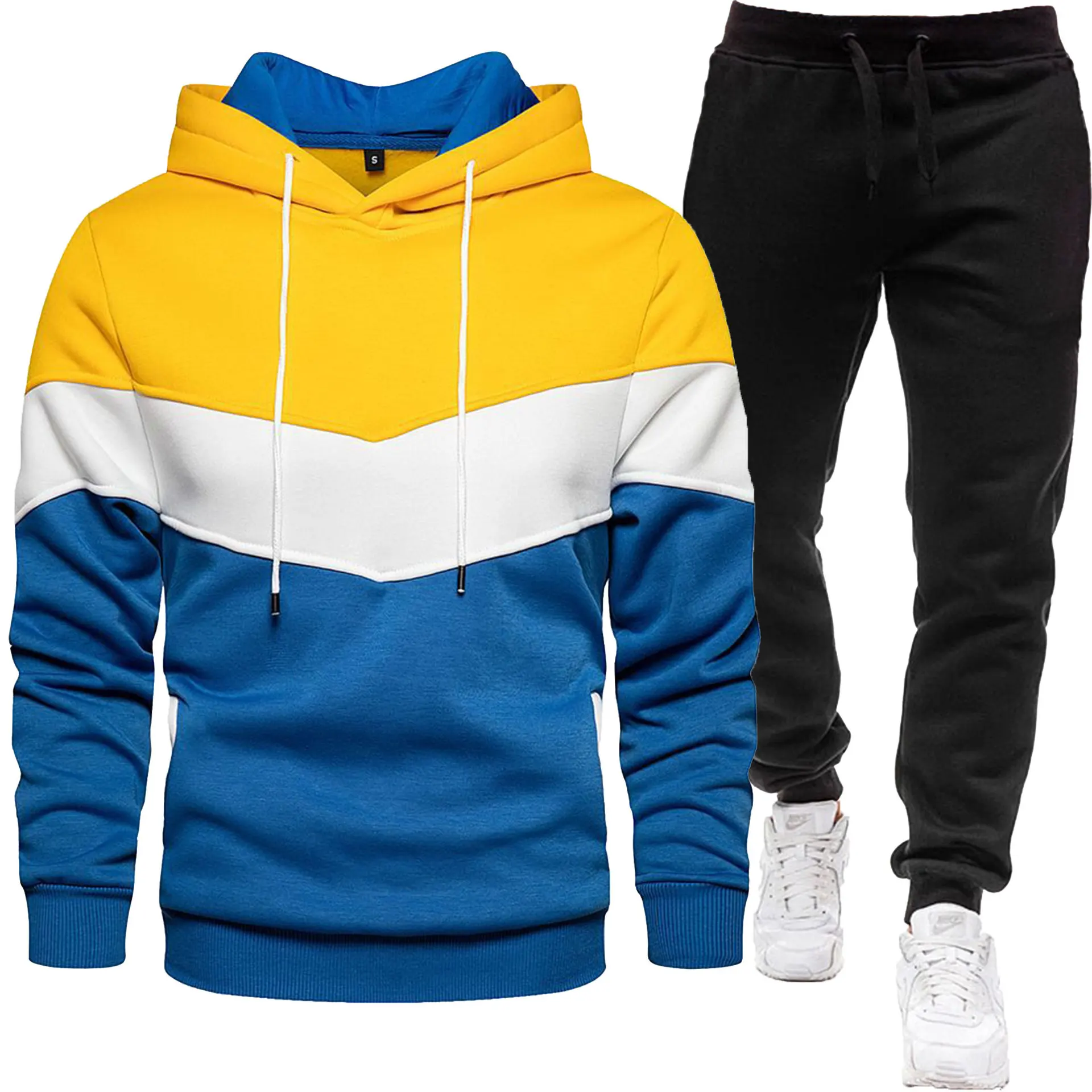 2024 new Casual Hooded Warm Sweatshirts Spring and Autumne 2PC Jacket+Pant Men Moleton Mascuo S-3XL_voghion.com