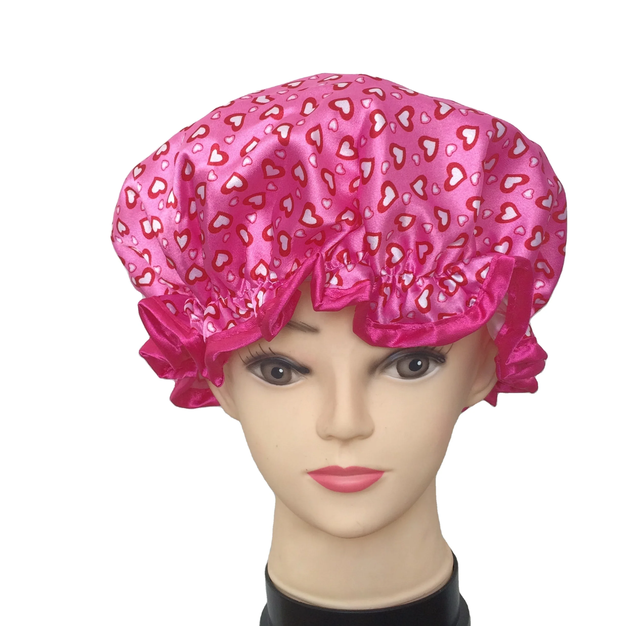 Двухслойные шапочки для душа из полиэстера и атласа с принтом