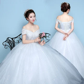 Cheap Oem Custom Design Lace Appliques Maternity Ball Gown Off-Shoulder White Wedding Dress Bridal Gown Bride Dress