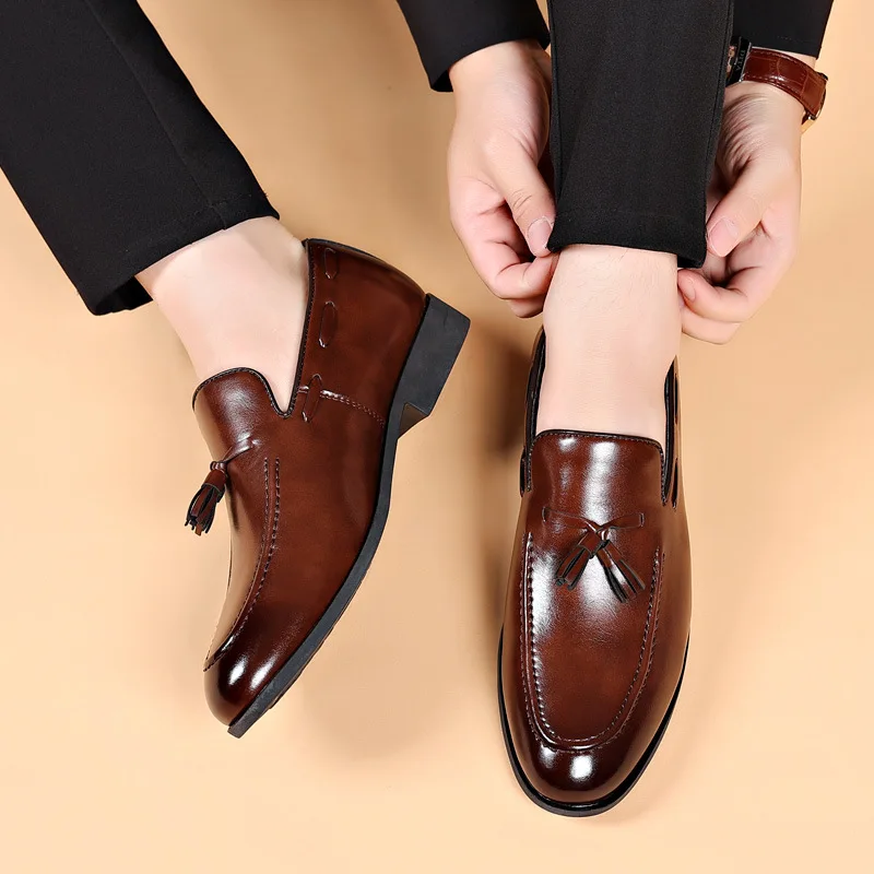 Low Price Wholesale Factory Black Pu Leather Walking Style Men's Casual  Dress Shoes