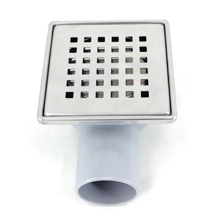 Plastic Point Drain With square Shape and square Holes Pattern High Quality SS304 or SS201 Available With Dry and Wet Siphon