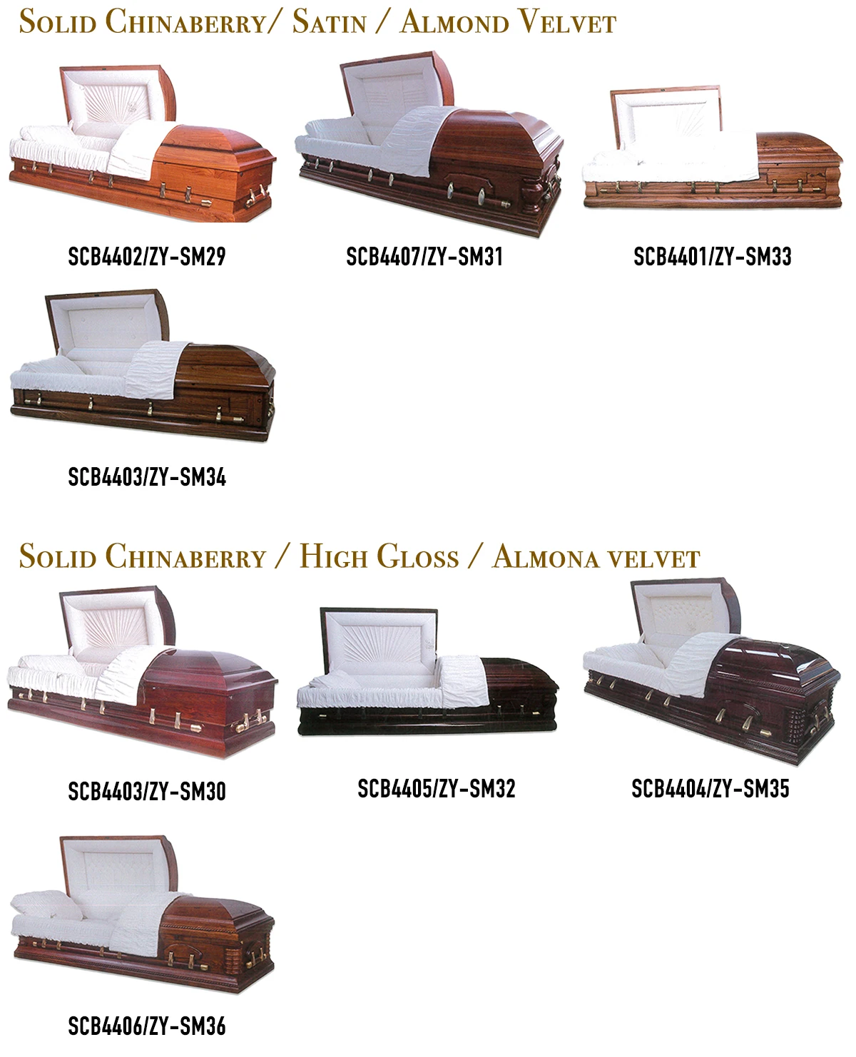 America Solid Oak Satin Almond Velvet Wood Half Lid Funeral Casket