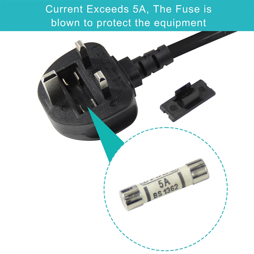 10a Fuse Extension Uk Dual Iec C13 Splitter Power Cord 9