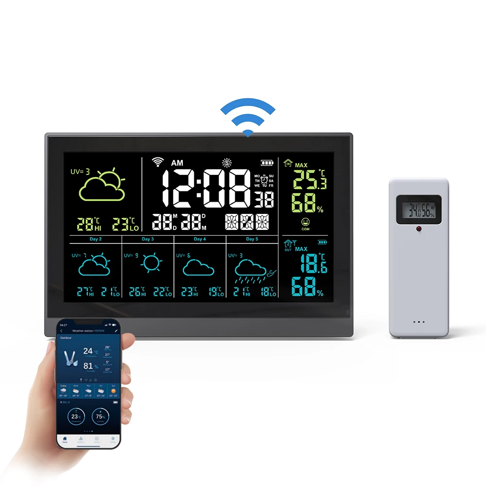 2023 New Weather Forecast Station with Temperature Humidity UV Index Wifi Weather Station