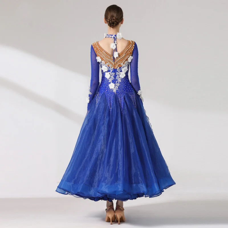 Exquisite Women's Competition Ballroom Dance Dress - Blue