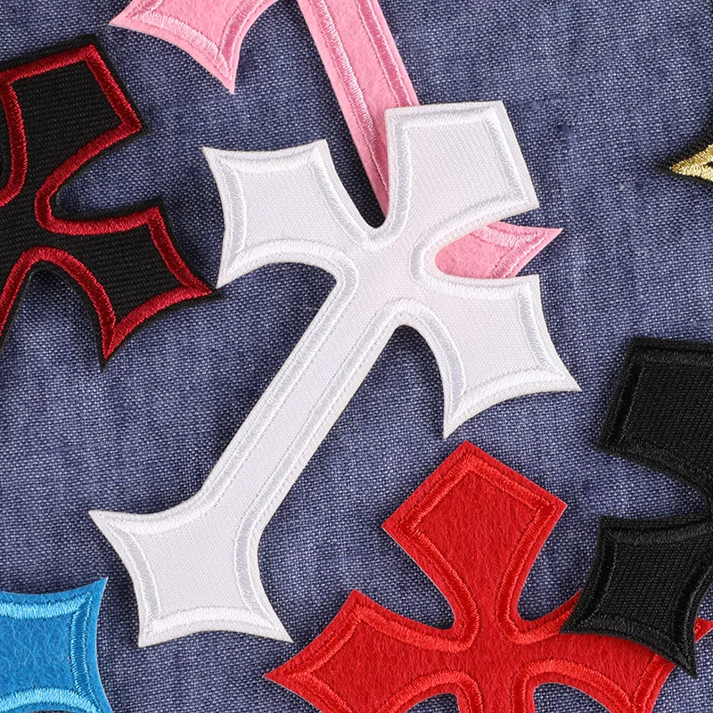 cross design embroidery patches for hats