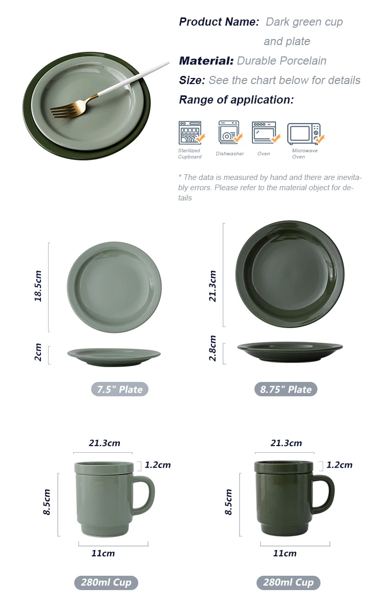 85 inch light green and deep green ceramic hot plate porcelain plates for home and restaurant-56