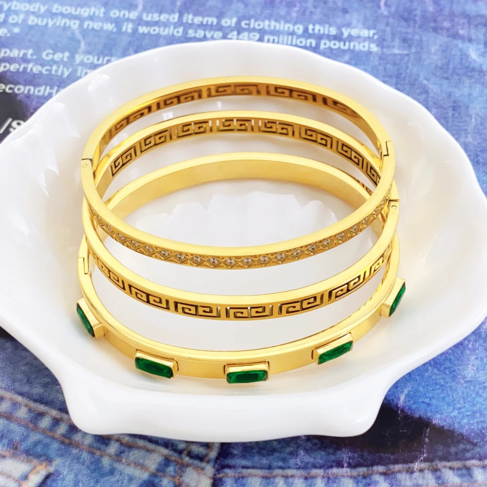 product hot sales 18k gold custom diamond stainless steel fashion bracelet fashion jewelry for women and girls-2