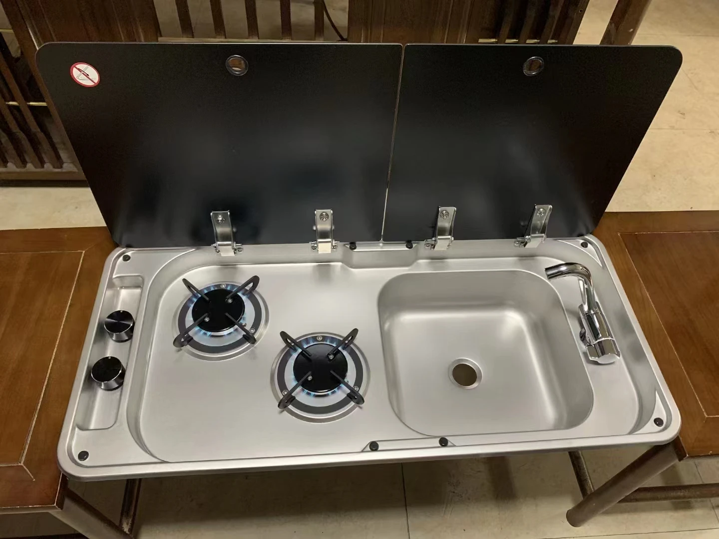 RVキャンピングカー用黒色304ステンレス製キッチンシンク一体型
